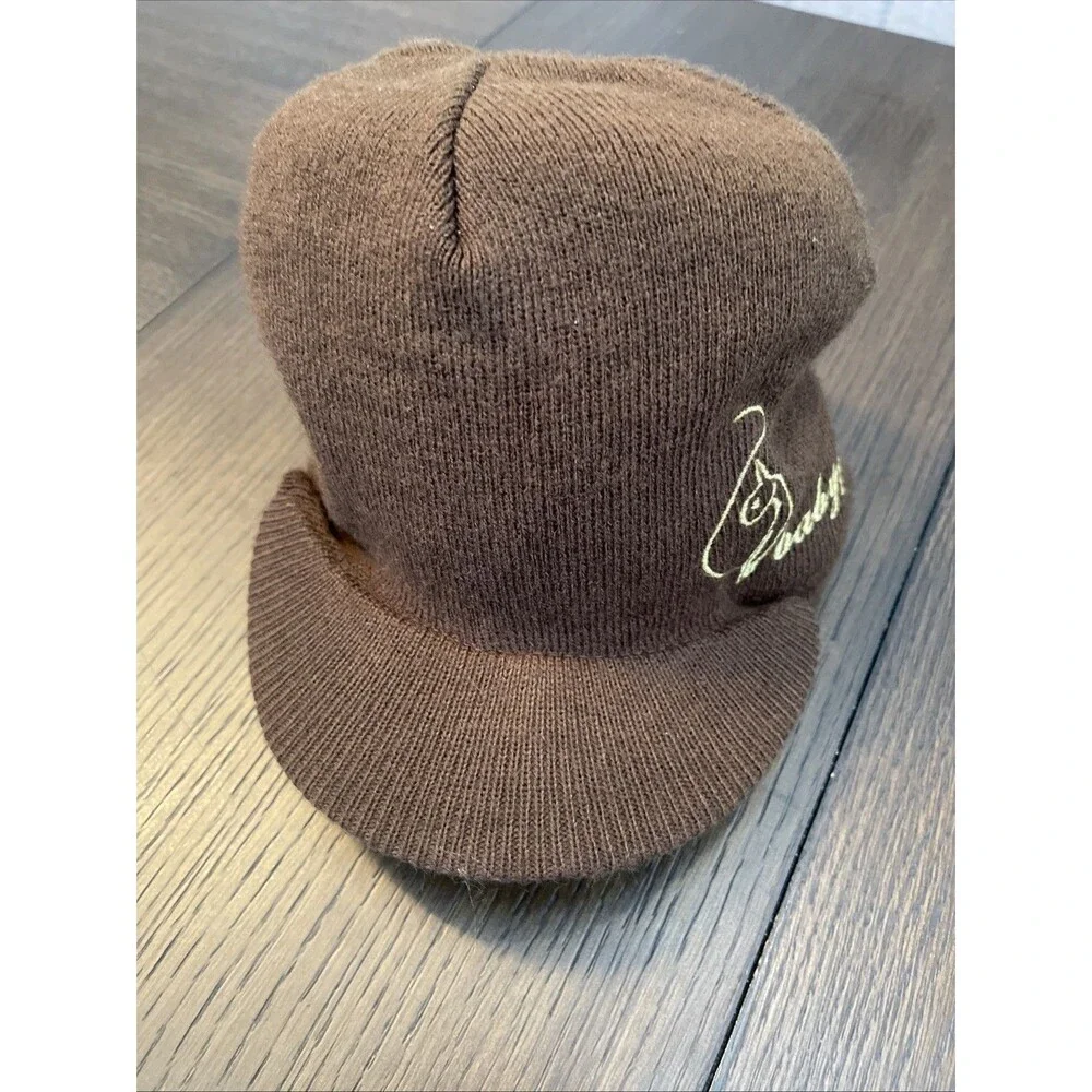 Vintage Y2K Baby Phat Brimmed Beanie in Brown wtih Gold Logo One Size